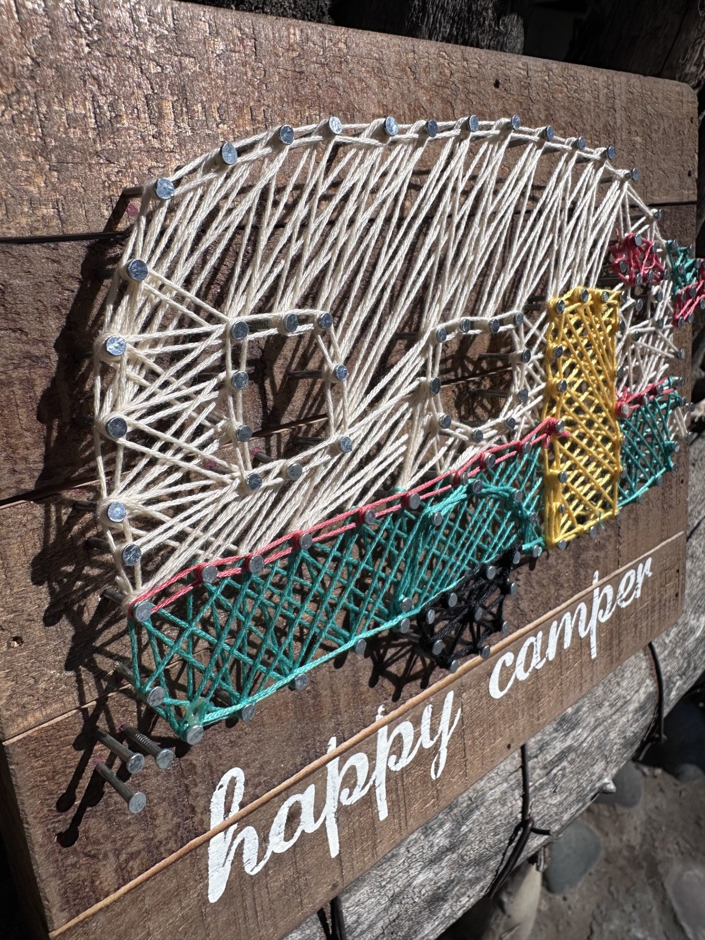 Happy Camper Wooden String Art Wall Hanging