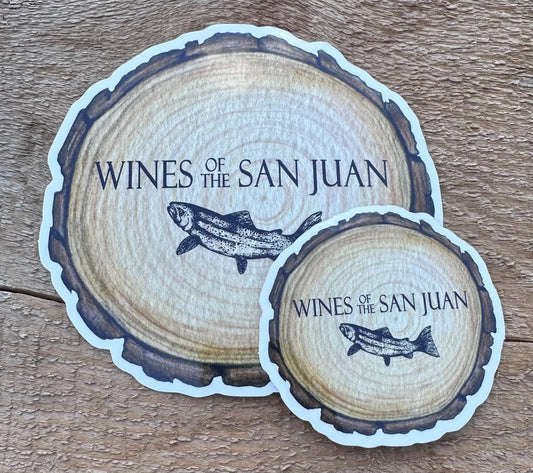 Wines of the San Juan Wood Slice Logo Sticker